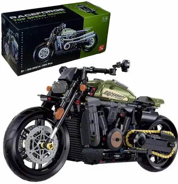 Конструктор мотоцикл Harley Davidson (590 деталей, масштаб 1:8, зелений) 7965210 фото