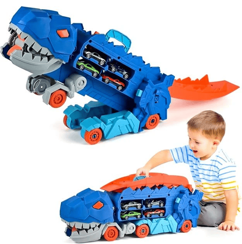 Іграшка Dino Truck 3 в 1 &mdash; автовоз-трансформер T-Rex з автотреком (8 машинок у комплекті) 7838686 фото