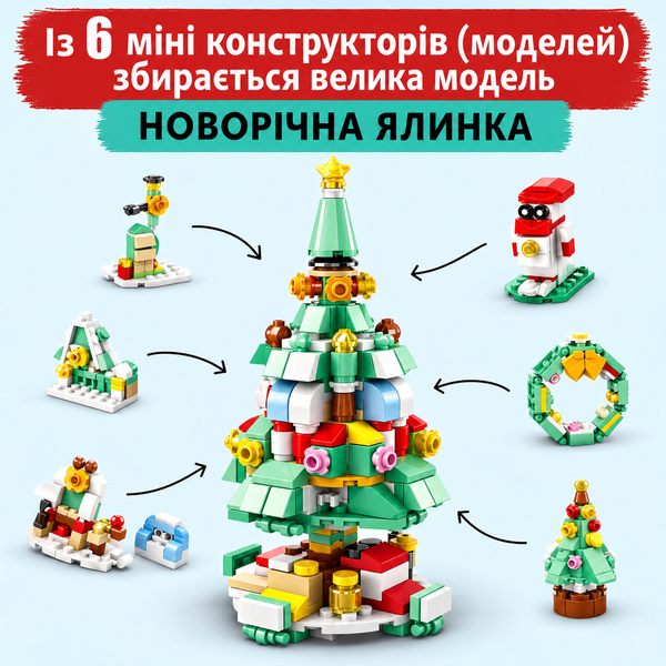 Новорічний дитячий конструктор Адвент-календар Merry Christmas & Happy New Year 1123 деталі (24 сюрпризи в 1), Подарунок дитині на Миколая та Новий Рік 7838664 фото